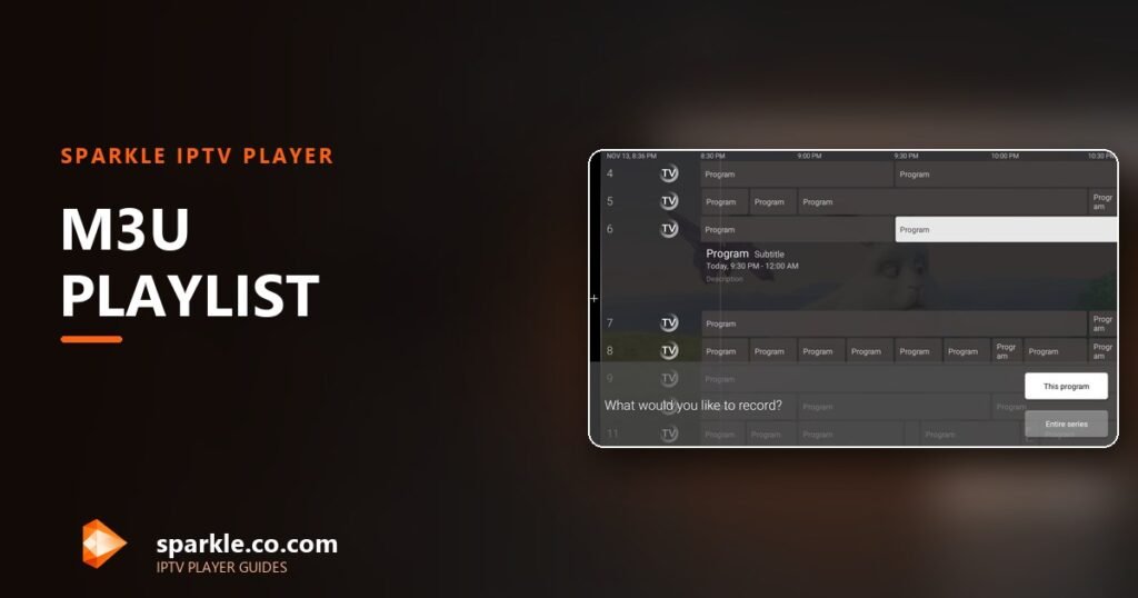 Sparkle TV Player channel list loaded from an M3U playlist